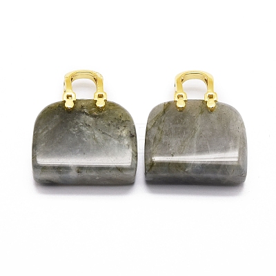 Natural Labradorite Brass Pendants KK-E274-01G-04-1