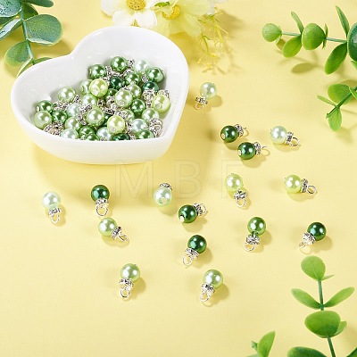 70Pcs 5 Colors Glass Pearl Pendants PALLOY-TAC0320-1