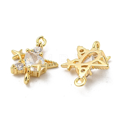 Brass Pave Clear Cubic Zirconia Connector Charms KK-H460-19G-1