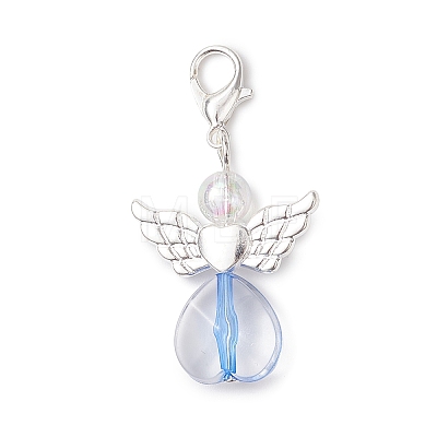 Heart Angel Alloy & Acrylic Pendant Decorations HJEW-JM04595-1