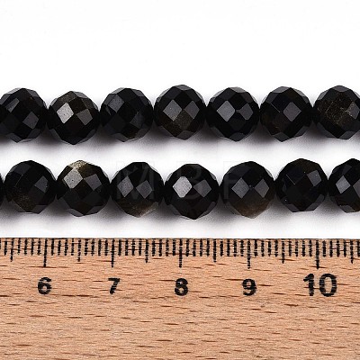 Natural Golden Sheen Obsidian Beads Strands G-S345-8mm-20-1