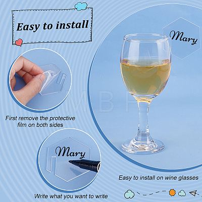 60Pcs Custom Mirror Acrylic Wine Glass Charms AJEW-FG0003-02B-1