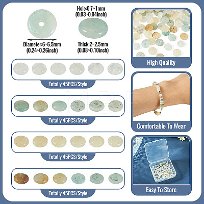 180Pcs 4 Styles Natural White African Opal & Flower Amazonite & Quartz Crystal Beads G-TA0003-14-1
