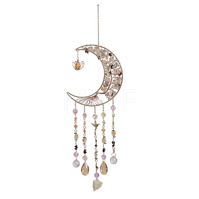 Iron & Brass & Crystal Glass Sun Catcher Pendants HJEW-K049-05-1