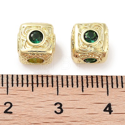 Brass Micro Pave Cubic Zirconia Beads KK-C051-28G-02-1