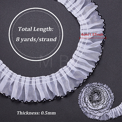 8 Yards Polyester Pleated Lace Trim OCOR-WH0080-87A-1