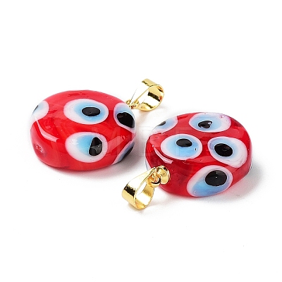 Handmade Evil Eye Lampwork Pendants LAMP-F030-01G-06-1