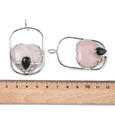 Natural Rose Quartz & Obsidian Big Pendants G-Z142-01P-A01-1