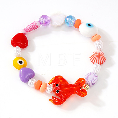 Resin & Porcelain & Glass & Brass Beads Stretch Bracelets for Women NI2487-1-1