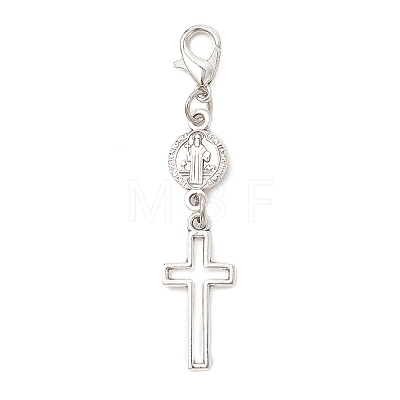 Alloy Cross Pendant Decorations HJEW-JM04631-1