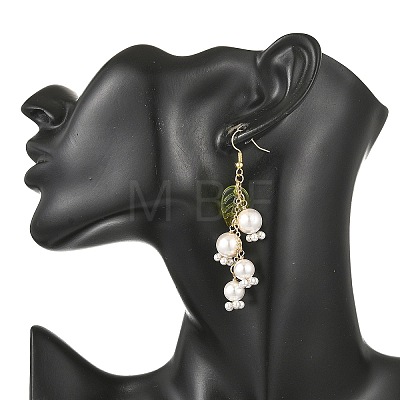 Shell Pearl & Glass Dangle Earrings EJEW-TA00821-1