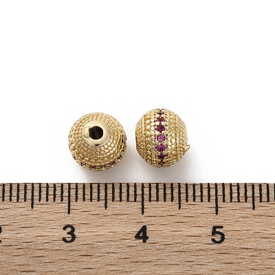 Brass Micro Pave Cubic Zirconia Beads KK-C071-08G-03-1