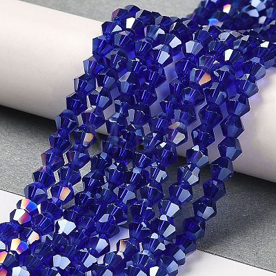 Transparent Electroplate Glass Beads Strands GLAA-F029-3mm-A06-1