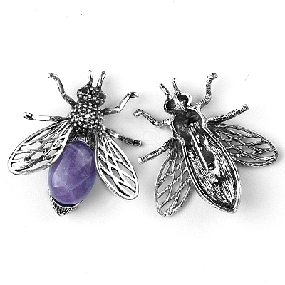 Natural Amethyst Bees Brooches PW-WGE0A74-06-1