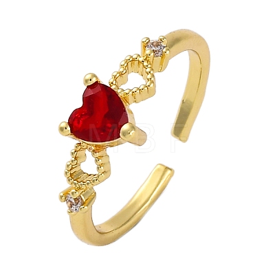 Rack Plating Brass Micro Pave Cubic Zirconia Open Cuff Finger Rings for Women RJEW-M028-90G-1