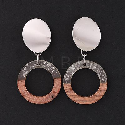 Resin & Wood Dangle Earrings EJEW-JE03022-1