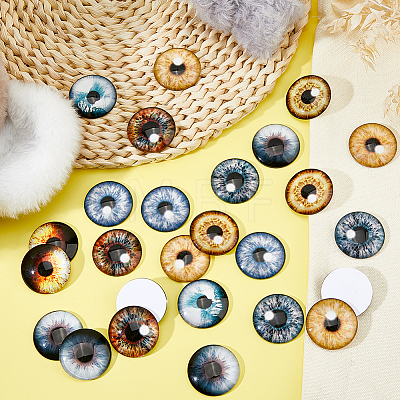 32Pcs 8 Colors Glass Cabochons GLAA-FH0001-92-1