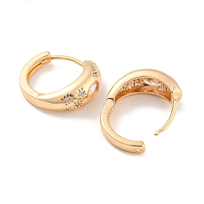 Brass with Cubic Zirconia Hoop Earrings EJEW-G363-17KCG-1