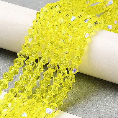 Transparent Electroplate Glass Beads Strands GLAA-F029-4mm-D21-1