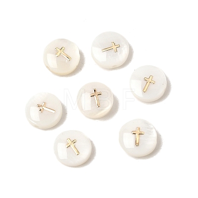 Natural Freshwater Shell Flat Round Beads SHEL-C009-01E-1