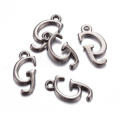 Gunmetal Plated Alloy Letter Pendants PALLOY-P097-03-G-1