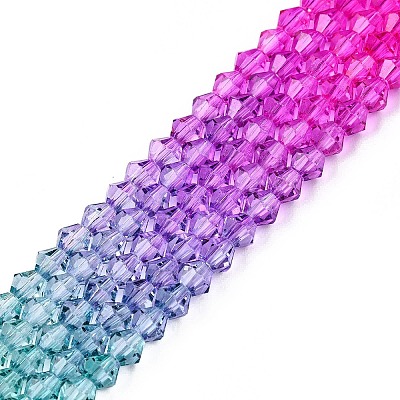 Gradient Color Baking Painted Glass Bead Strands DGLA-A039-T4mm-A011-1