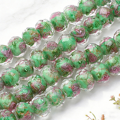 1 Starnd Handmade Gold Sand Lampwork Beads Strands LAMP-PA0001-76B-1