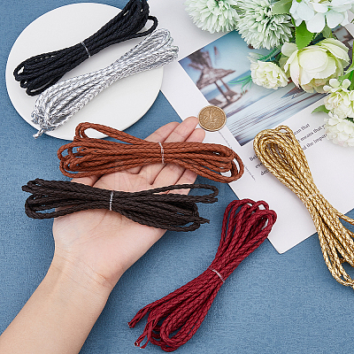 DICOSMETIC 6Pcs 6 Colors Braided Imitation Leather Cords OCOR-DC0001-10B-1