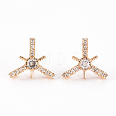 Brass Micro Pave Clear Cubic Zirconia Stud Earrings Findings KK-T062-119G-NF-1