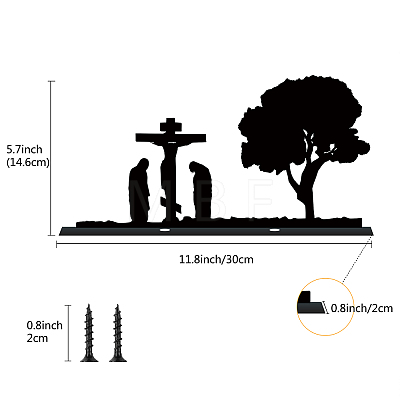 Tree & Human & Cross Pattern Iron Mailbox Frame DIY-WH0262-003-1
