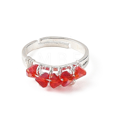 Glass Cuff Open Rings RJEW-JR01082-1