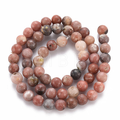 Round Natural Maible and Sesame Jasper/Kiwi Jasper Beads Strands G-S170-6mm-1