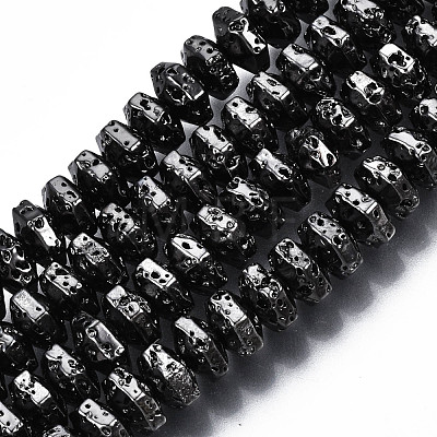 Electroplated Natural Lava Rock Beads Strands G-T114-66-1