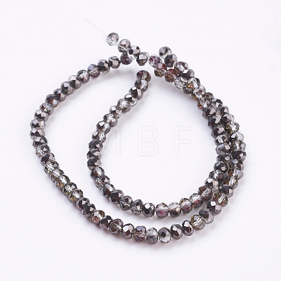 Half Plated Faceted Rondelle Electroplate Glass Bead Strands X-EGLA-D020-3x2mm-12-1