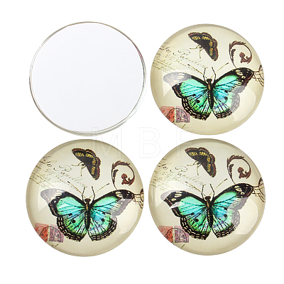 Butterfly Printed Glass Half Round/Dome Cabochons X-GGLA-N004-25mm-C-1