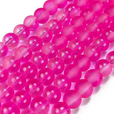 Frosted Transparent Glass Bead Strands GLAA-P065-6mm-11-1