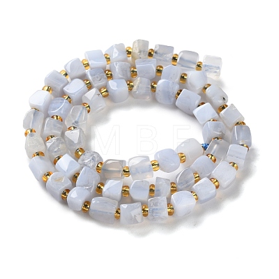 Natural Blue Lace Agate Beads Strands G-NH0036-01-1