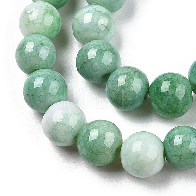 Opaque Crackle Glass Round Beads Strands X-GLAA-T031-01L-1