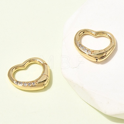 Brass Micro Pave Clear Cubic Zirconia Spring Gate Rings ZIRC-F146-01A-1
