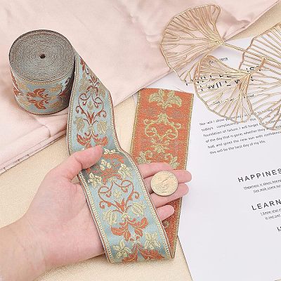 Ethnic style Embroidery Polyester Ribbons OCOR-WH0079-25C-1