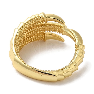 Dragon Claw Rack Plating Brass Open Cuff Finger Rings for Women RJEW-L123-009G-1