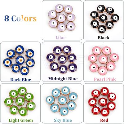  64Pcs 8 Colors Alloy Enamel Beads ENAM-NB0001-93-1