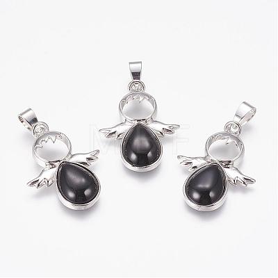 Natural Black Agate(Dyed & Heated) Pendants G-G651-A09-1