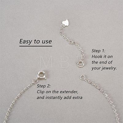 4 Pieces Extension Chain with Spring Clasp Sterling Silver Extender Chains Necklace Bracelet Anklet Removable Chain Extenders Charms for DIY Jewelry Making Accessories JX625A-1