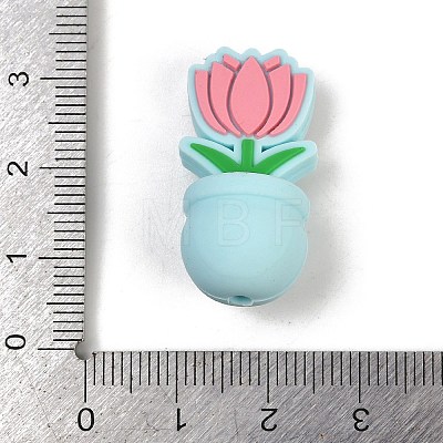 Flower Food Grade Silicone Focal Beads SIL-A011-03B-02-1