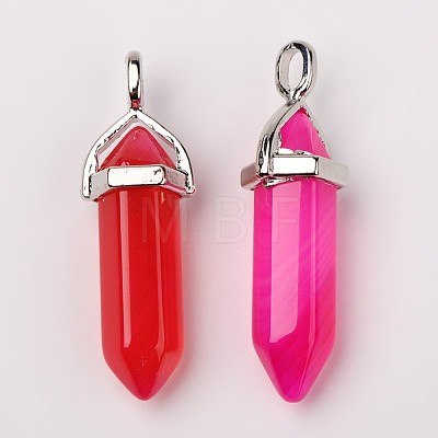 Natural Agate Double Terminated Pointed Pendants X-G-F295-05H-1