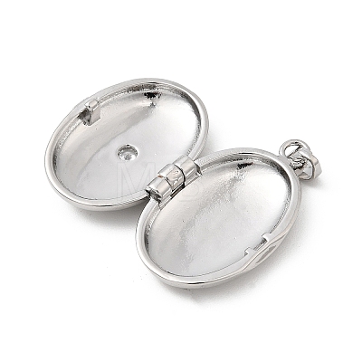 Brass Micro Pave Clear Cubic Zirconia Locket Pendants KK-L262-03P-1