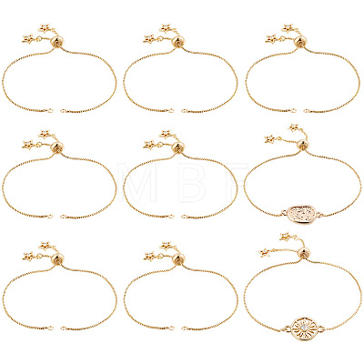 10Pcs 1MM Brass Box Chain Slider Bracelet Making MAK-BBC0001-35-1