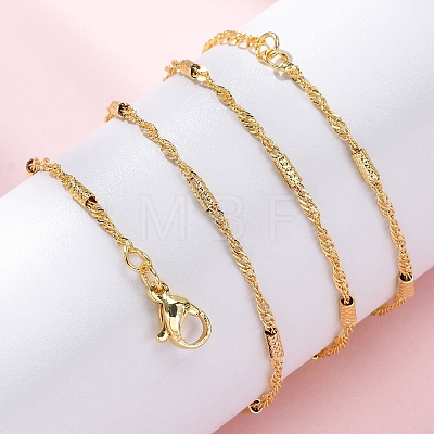 Brass Singapore Chains Necklaces for Women NJEW-D302-04G-1