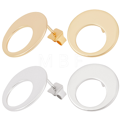 20Pcs 2 Color Brass Stud Earring Findings KK-BBC0004-35-1